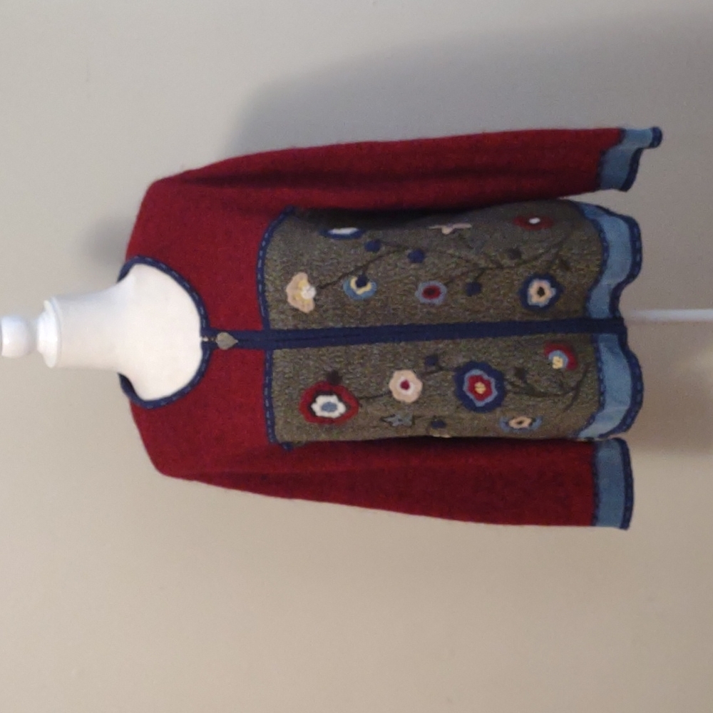 Koret vintage wool blend grammacore sweater Floral Size XL Full Zip